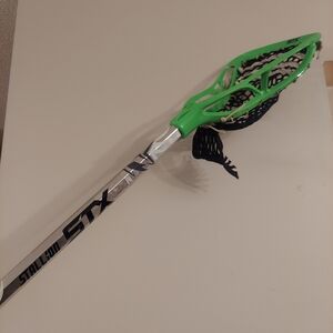 STX Stallion Kids 30" Aluminum Lacrosse Stick Shaft + 10" Head, Silver / Green